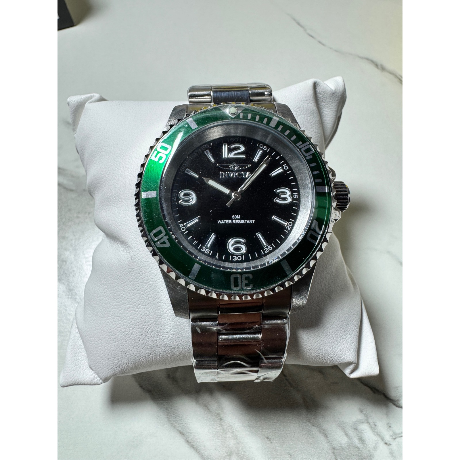 Invicta Specialty 43338 Mens Watch Green Bezel Black Dial Stainless Steel New